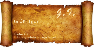 Gróf Igor névjegykártya
